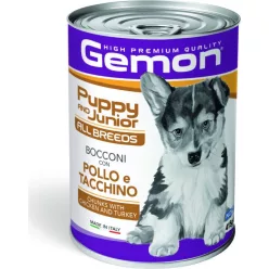   Gemon Dog konzerv Puppy & Junior Csirke-Pulyka 415 g  KARTON - 24 db
