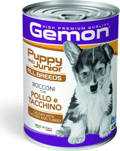 Gemon Dog konzerv Puppy & Junior Csirke-Pulyka 415 g  KARTON - 24 db