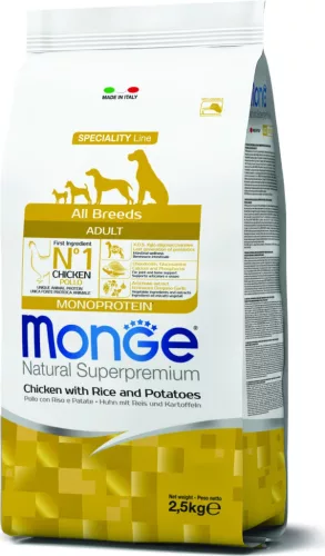 Monge Dog Speciality Line All Breeds Csirke, rizs & burgonya - Adult 2,5 kg 