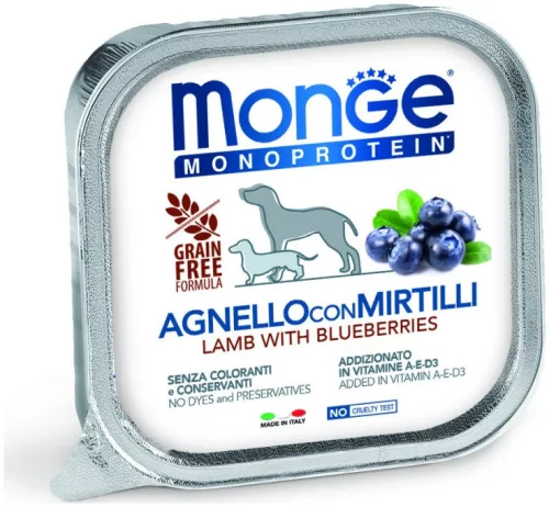 Monge Dog MONOPROTEIN Fruits Paté bárány-áfonya 150 g  KARTON - 4 db