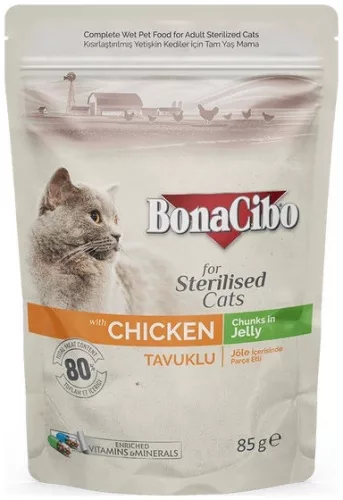 Bonacibo Pouch - Wet Adult Cat Food - Sterilised - Chicken 85 g