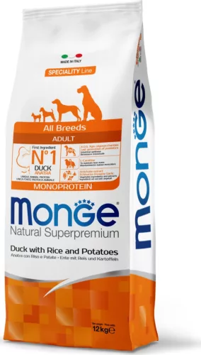 Monge Dog Speciality Line All Breeds Kacsa, rizs & burgonya - Adult 12 kg 