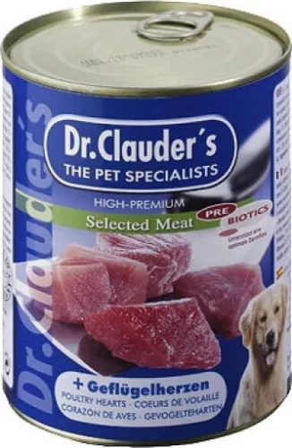 Dr.Clauder's Dog Selected Meat Szárnyas Szíves konzerv 800 g KARTON - 6 db