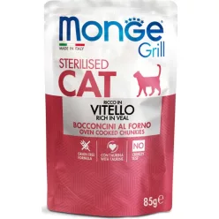 Monge Cat Grill Pouch STERILISED borjú 85 g 