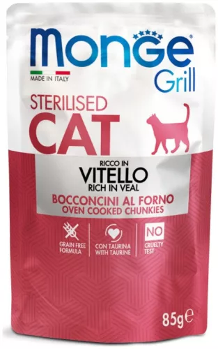 Monge Cat Grill Pouch STERILISED borjú 85 g  KARTON - 4 db