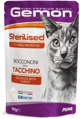 Gemon Cat POUCH Steril Pulyka 100 g  KARTON - 4 db