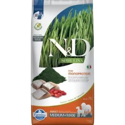 N&D Spirulina Dog hering adult medium/maxi 7 kg
