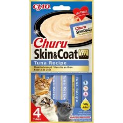 Inaba Cat Ciao Churu Skin & Coat krémes macskaeledel - tonhal 4 x 14 g   Inaba Cat Ciao Churu Skin & Coat krémes macskaeledel - tonhal 4 x 14 g