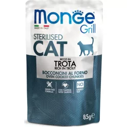 Monge Cat Grill Pouch STERILISED pisztráng 85 g 