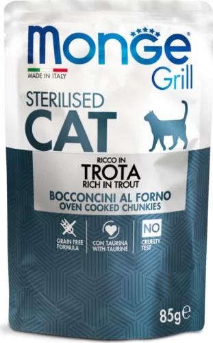 Monge Cat Grill Pouch STERILISED pisztráng 85 g 