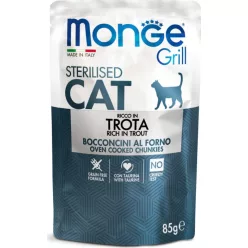   Monge Cat Grill Pouch STERILISED pisztráng 85 g  KARTON - 4 db