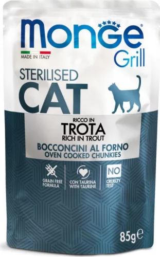 Monge Cat Grill Pouch STERILISED pisztráng 85 g  KARTON - 4 db