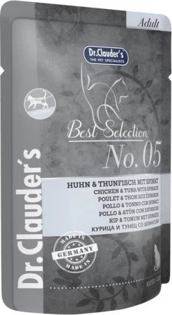 Dr.Clauder's Best Selection Cat No5 alutasak csirke & tonhal spenóttal - Intestinal 85 g