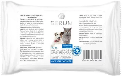 SERUM Hypoallergén nedves törlőkendő Aloe Vera 60 db