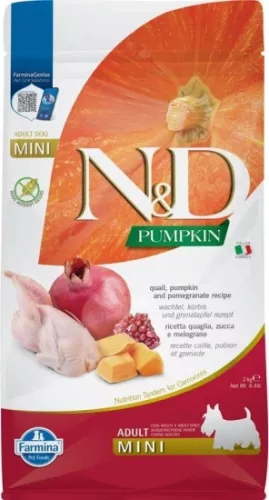 N&D Pumpkin Dog fürj & sütőtök, gránátalma adult mini 2 kg 