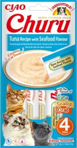 Inaba Cat Ciao Churu krémes macskaeledel - tonhal, tenger gyümölcsei 4 x 14 g