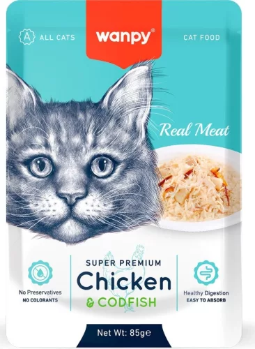 Wanpy CAT Retort puch Chicken & Codfish 85 g