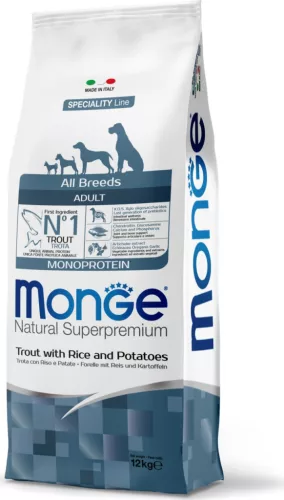 Monge Dog Speciality Line All Breeds Pisztráng, rizs & burgonya - Adult 12 kg 