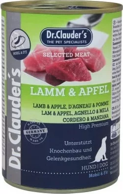 Dr.Clauder's Dog Selected Meat Bárányos és almás konzerv 400 g KARTON - 6 db