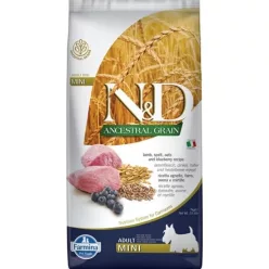   N&D Ancestral Grain Dog bárány, tönköly, zab & áfonya adult mini 7 kg