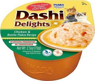 Inaba Cat Dashi Delights nedves macskaeledel - csirke, bonito pehely 70 g