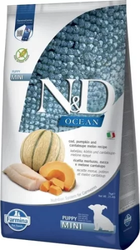 N&D Ocean Dog tőkehal, sütőtök & sárgadinnye Puppy mini 7 kg