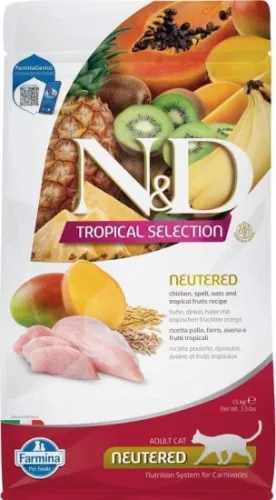N&D Tropical Selection Cat Chicken Neutered Adult 1,5 kg