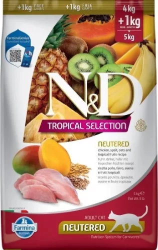 N&D Tropical Selection Cat Chicken Neutered Adult 4 + 1 kg