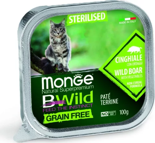 Monge BWild Grain Free Cat Sterilised Vaddisznó és zöldségek 100 g  