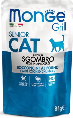 Monge Cat Grill Pouch SENIOR makréla 85 g  KARTON - 4 db