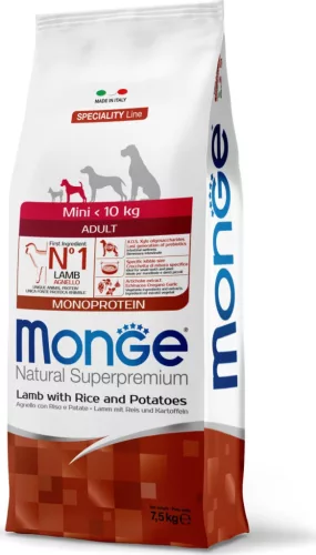 Monge Dog Speciality Line Mini Bárány, rizs & burgonya - Adult 7,5 kg