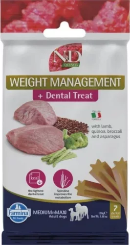 N&D Quinoa Dog Jutalomfalat Dental Weight Man. Lamb Adult Med & Max 100 g