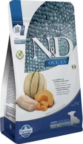 N&D Ocean Dog tőkehal, sütőtök & sárgadinnye Puppy mini 800 g