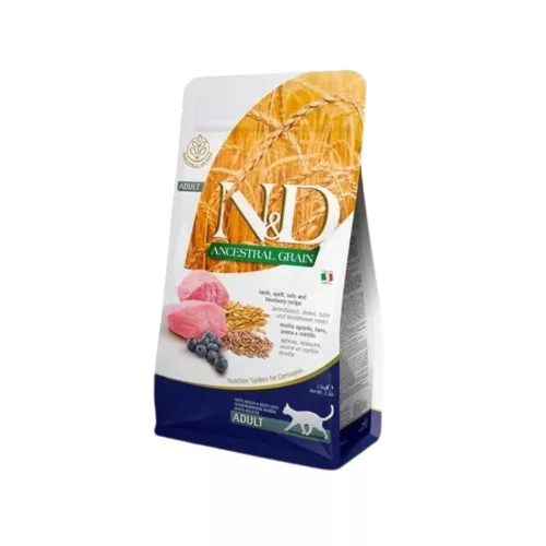 N&D Cat Ancestral Grain bárány, tönköly, zab & áfonya adult 1,5 kg
