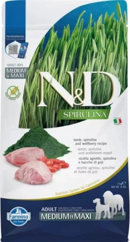 N&D Spirulina Dog bárány adult medium/maxi 2 kg