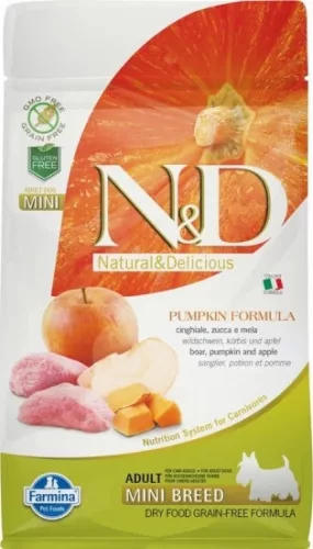 N&D Dog Grain Free vaddisznó & alma sütőtökkel adult mini 800 g