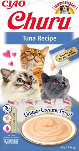 Inaba Cat Ciao Churu krémes macskaeledel - tonhal, bonitó pehely 4 x 14 g