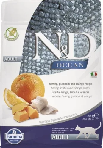 N&D Cat Ocean hering, sütőtök, narancs adult 300 g