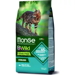   Monge BWild Grain Free Cat Sterilised Tonhal & borsó 1,5 kg 