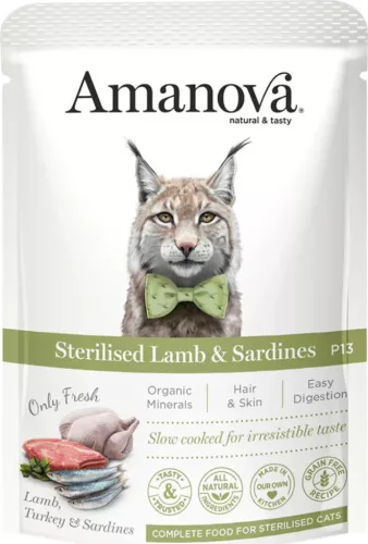 AmaNova Cat GF Pouch P13 Sterilised Lamb & Sardines 85 g