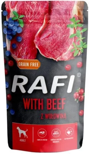 RAFI kutya pástétom marha, vörös és kék áfonyával tasak 500 g