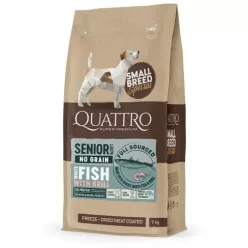   QUATTRO Hypoallergenic SMALL BREED SENIOR FISH AND KRILL kutyatáp 7 kg
