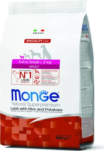 Monge Dog Speciality Line Extra Small Bárány, rizs & burgonya - Adult 800 g