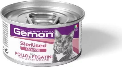 Gemon Cat MOUSSE Steril Csirke & Máj 85 g  KARTON - 4 db