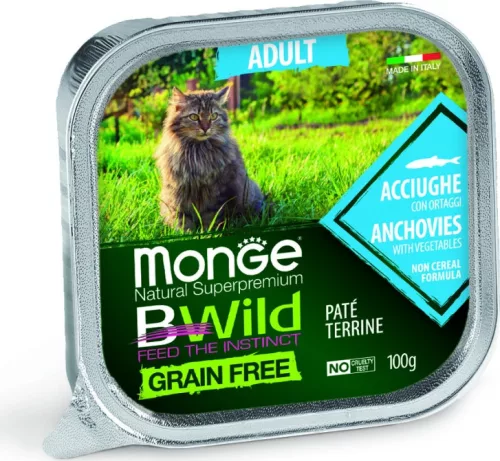 Monge BWild Grain Free Cat Adult Szardella és zöldségek 100 g 