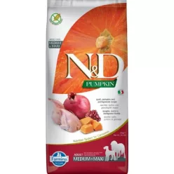   N&D Pumpkin Dog fürj & sütőtök, gránátalma adult medium & maxi 12 kg