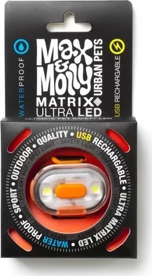 Max & Molly Matrix Ultra LED-lámpa nyakörvre rögzíthető - Narancssárga
