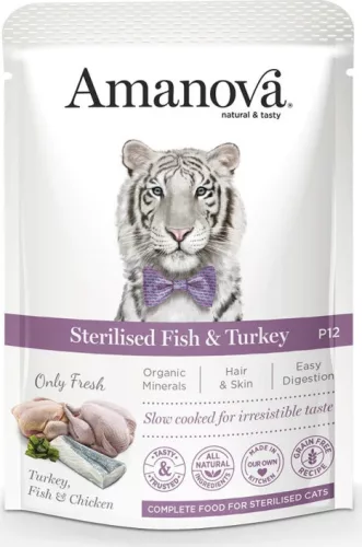 AmaNova Cat GF Pouch P12 Sterilised Fish & Turkey 85 g