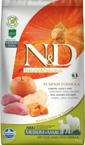N&D Dog Grain Free vaddisznó & alma sütőtökkel adult medium/maxi 2,5 kg