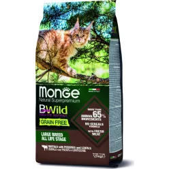   Monge BWild Grain Free Cat Bölény, burgony & lencse nagytestű macskáknak 1,5 kg